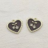 100pcs Zinc Alloy Crystal Heart Charm For DIY Jewelry