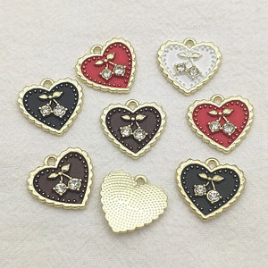 100pcs Zinc Alloy Crystal Heart Charm For DIY Jewelry