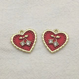 100pcs Zinc Alloy Crystal Heart Charm For DIY Jewelry