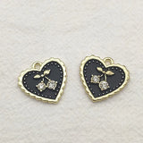 100pcs Zinc Alloy Crystal Heart Charm For DIY Jewelry