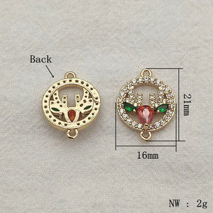 30pcs CZ Deer Head Charm Necklace Earrings DIY Parts