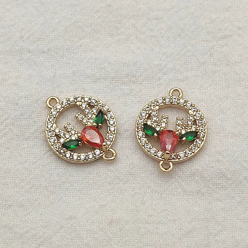 30pcs CZ Deer Head Charm Necklace Earrings DIY Parts