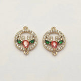 30pcs CZ Deer Head Charm Necklace Earrings DIY Parts