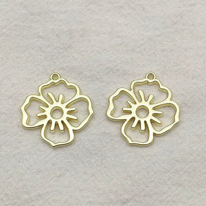100pcs Zinc Alloy Flower Charm Pendant DIY Jewelry Findings