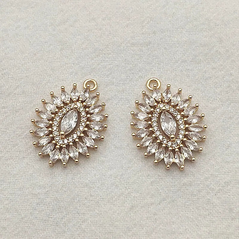 CZ Copper Oval Charm 20pcs for Necklace/Earrings DIY