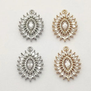 CZ Copper Oval Charm 20pcs for Necklace/Earrings DIY