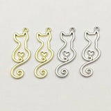 100pcs Zinc Alloy Cat Charm Pendants for DIY Jewelry
