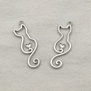 100pcs Zinc Alloy Cat Charm Pendants for DIY Jewelry