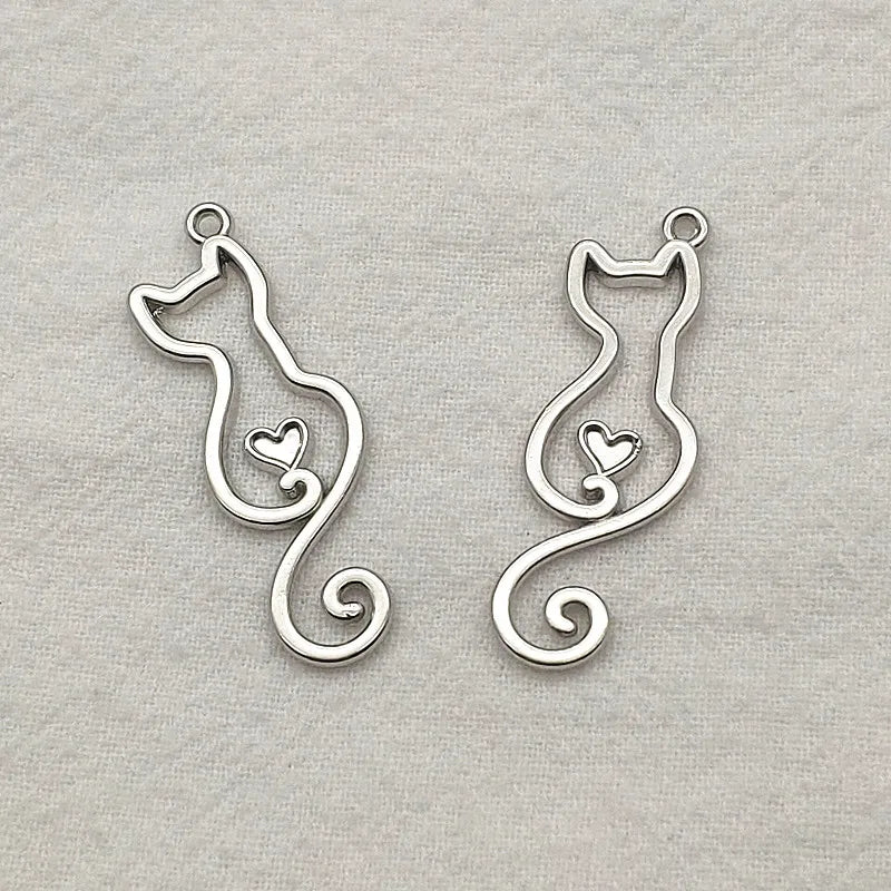 100pcs Zinc Alloy Cat Charm Pendants for DIY Jewelry
