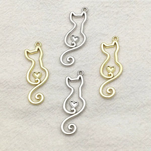 100pcs Zinc Alloy Cat Charm Pendants for DIY Jewelry