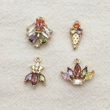 50pcs CZ Feather/Rice-cream Charm DIY Jewelry Findings