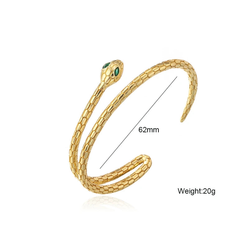 Copper Snake Bracelet & Bangle, Adjustable Size, Female Party Jewelry Gift
