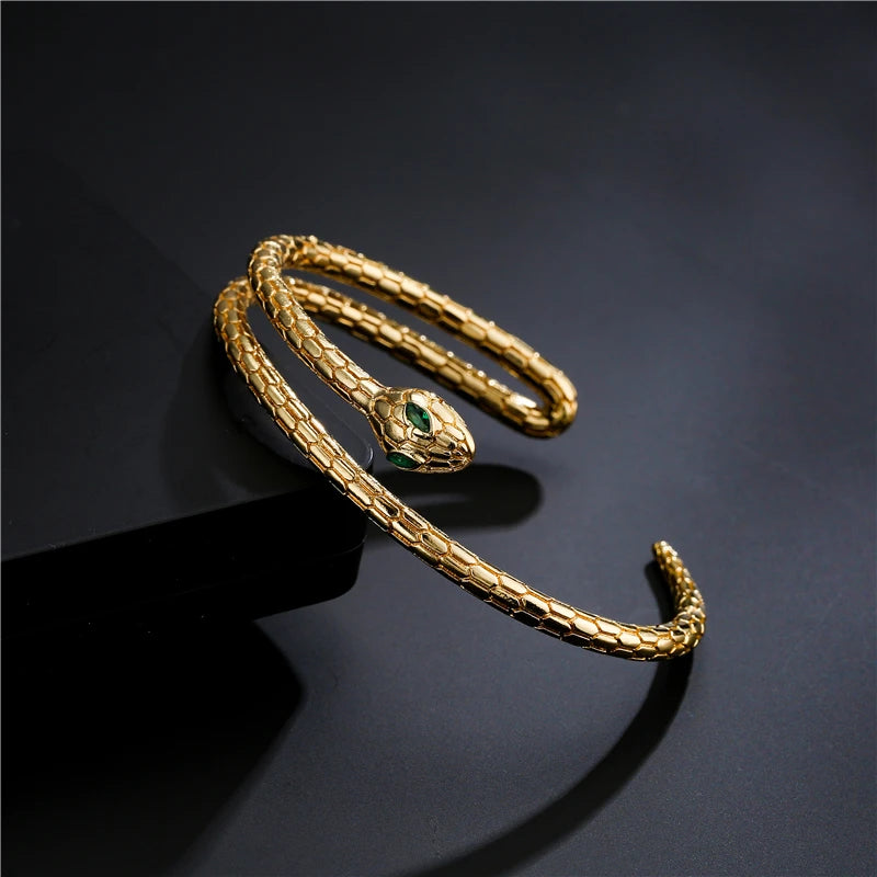 Copper Snake Bracelet & Bangle, Adjustable Size, Female Party Jewelry Gift