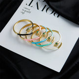 Colorful Oil Drip Boho Copper CZ Snake Bangle Women's Gift