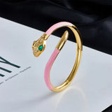 Colorful Oil Drip Boho Copper CZ Snake Bangle Women's Gift