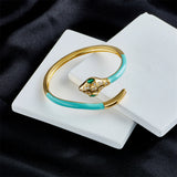 Colorful Oil Drip Boho Copper CZ Snake Bangle Women's Gift