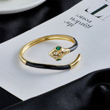 Colorful Oil Drip Boho Copper CZ Snake Bangle Women's Gift