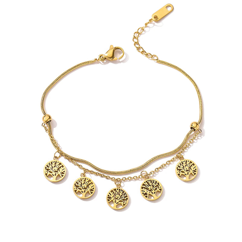 316L Stainless Steel Tree of Life Charm Bracelet for Women