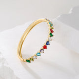 Colourful CZ Zirconia Crystal Heart Bangles For Women