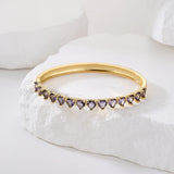 Colourful CZ Zirconia Crystal Heart Bangles For Women