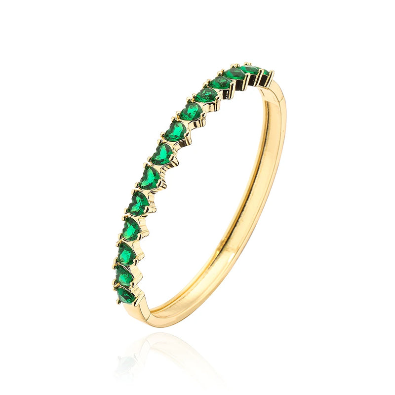 Colourful CZ Zirconia Crystal Heart Bangles For Women