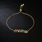 CZ Pave Mama Charm Bracelet Mother's Jewelry Gift