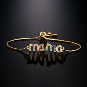 CZ Pave Mama Charm Bracelet Mother's Jewelry Gift