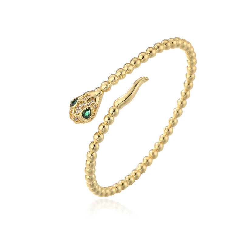 Copper Zircon Snake Cuff Bangle Adjustable Party Jewelry