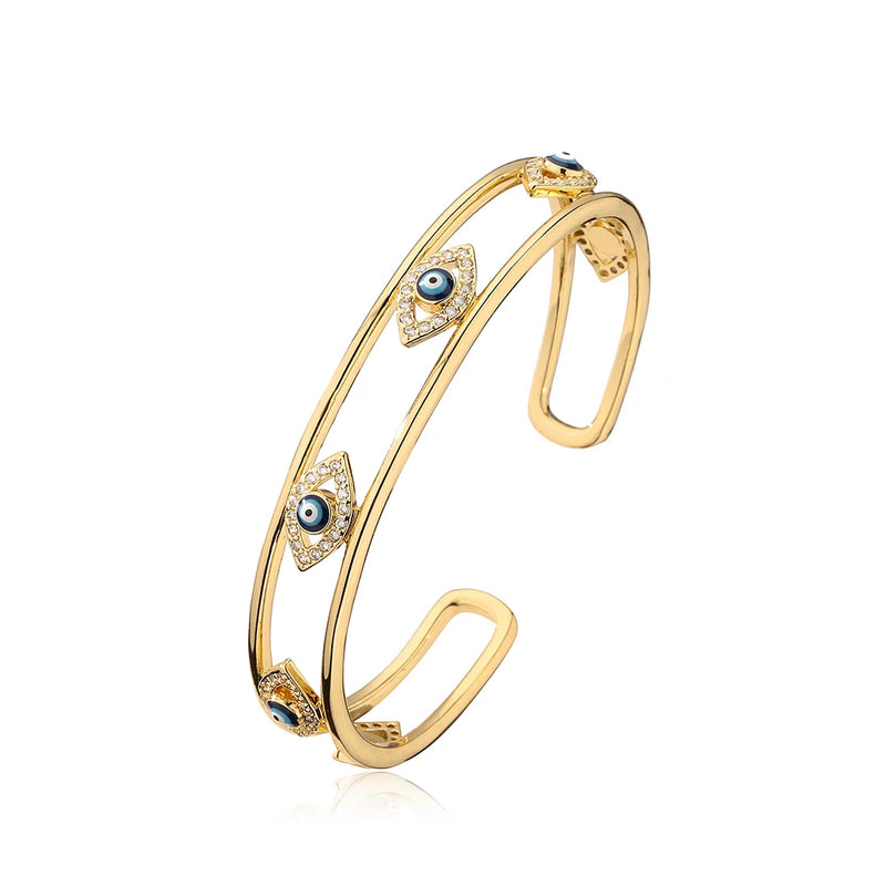 Evil Eye Bangles Copper CZ Bangles for Women Gift