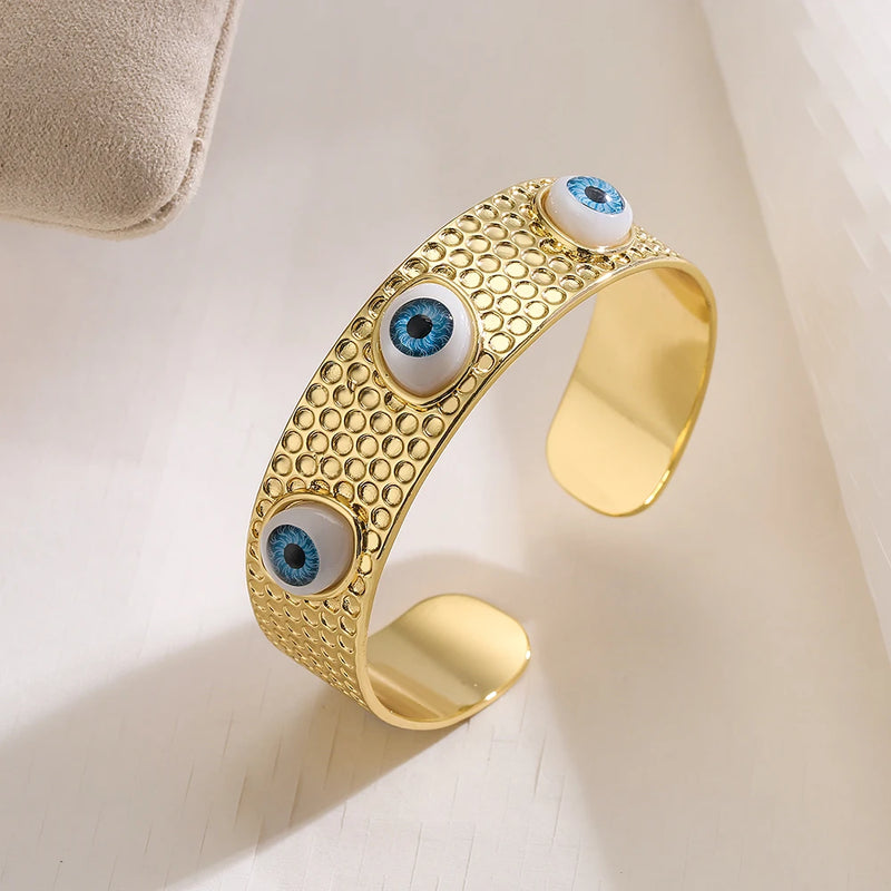 Bohemian Devil's Eye Open Bangles High Wide Bangles for Women