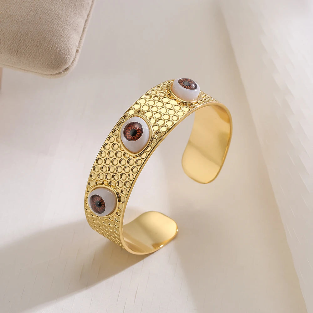 Bohemian Stainless Steel Evil Eye Bangles Wedding Jewelry