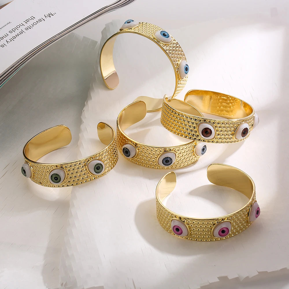 Bohemian Stainless Steel Evil Eye Bangles Wedding Jewelry