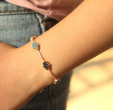 925 Silver Bracelet CZ Fatima Hamsa Hand Charm Bracelets Rose Adjustable