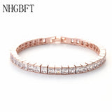 Rose Bracelets Bangles For Women Square zircon CZ Bracelet Bridal jewelry