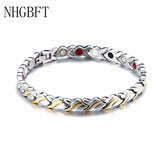 Stainless Steel Magnetic Bracelet Leaf Shape Motion Healthy Bracelet