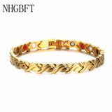 Stainless Steel Magnetic Bracelet Leaf Shape Motion Healthy Bracelet