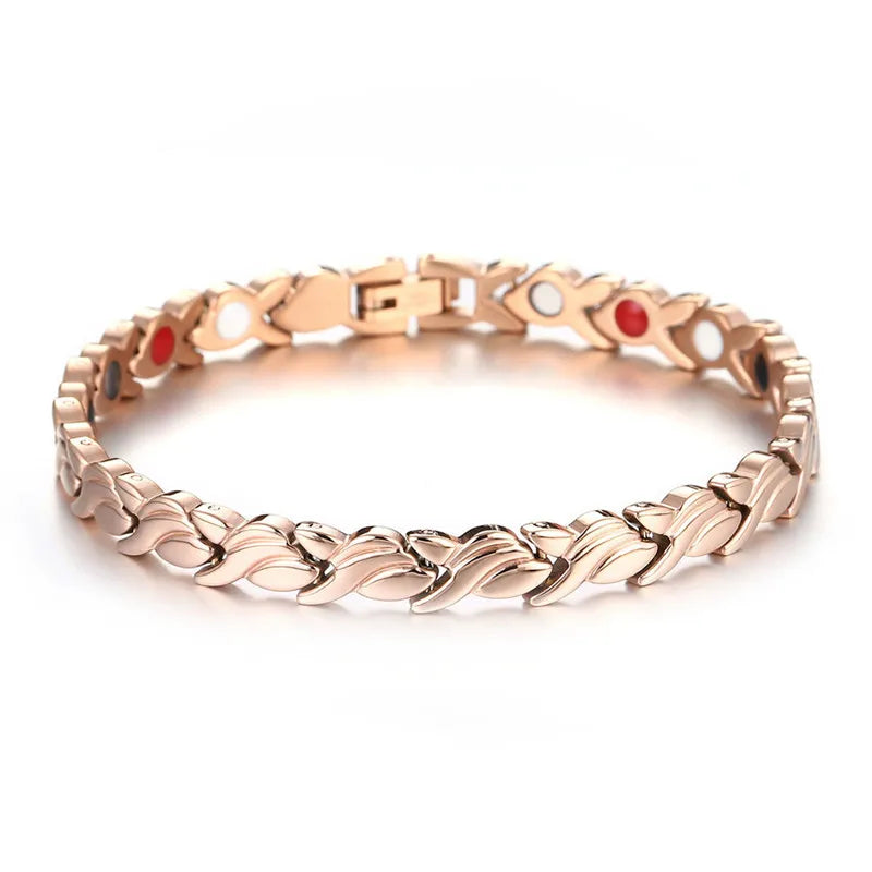 Stainless Steel Magnetic Bracelet Leaf Shape Motion Healthy Bracelet