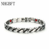 Stainless Steel Magnetic Bracelet Leaf Shape Motion Healthy Bracelet