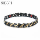 Stainless Steel Magnetic Bracelet Leaf Shape Motion Healthy Bracelet