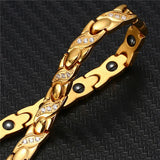 Gallstone Medical Bracelet Stainless Steel CZ Magnetic Bracelet