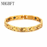 Gallstone Medical Bracelet Stainless Steel CZ Magnetic Bracelet