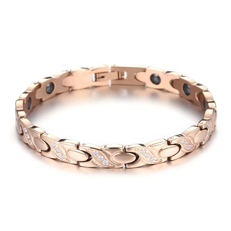 Gallstone Medical Bracelet Stainless Steel CZ Magnetic Bracelet