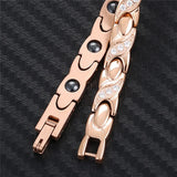 Rose Stainless Steel Bracelet Crystal Gallstone Healthy Motion Medical Bracelet