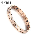 Rose Stainless Steel Bracelet Crystal Gallstone Healthy Motion Medical Bracelet