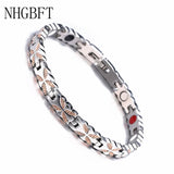 Rose Grain Stainless Steel Magnetic Health Bracelet for Men and Women