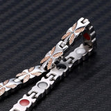 Rose Grain Stainless Steel Magnetic Health Bracelet for Men and Women
