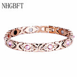 Pink Crystal Zircon Healing Magnetic Bracelet for Women