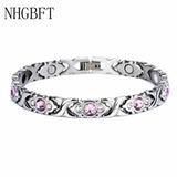 Pink Crystal Zircon Healing Magnetic Bracelet for Women