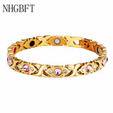 Pink Crystal Zircon Healing Magnetic Bracelet for Women