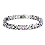 Pink Crystal Zircon Healing Magnetic Bracelet for Women